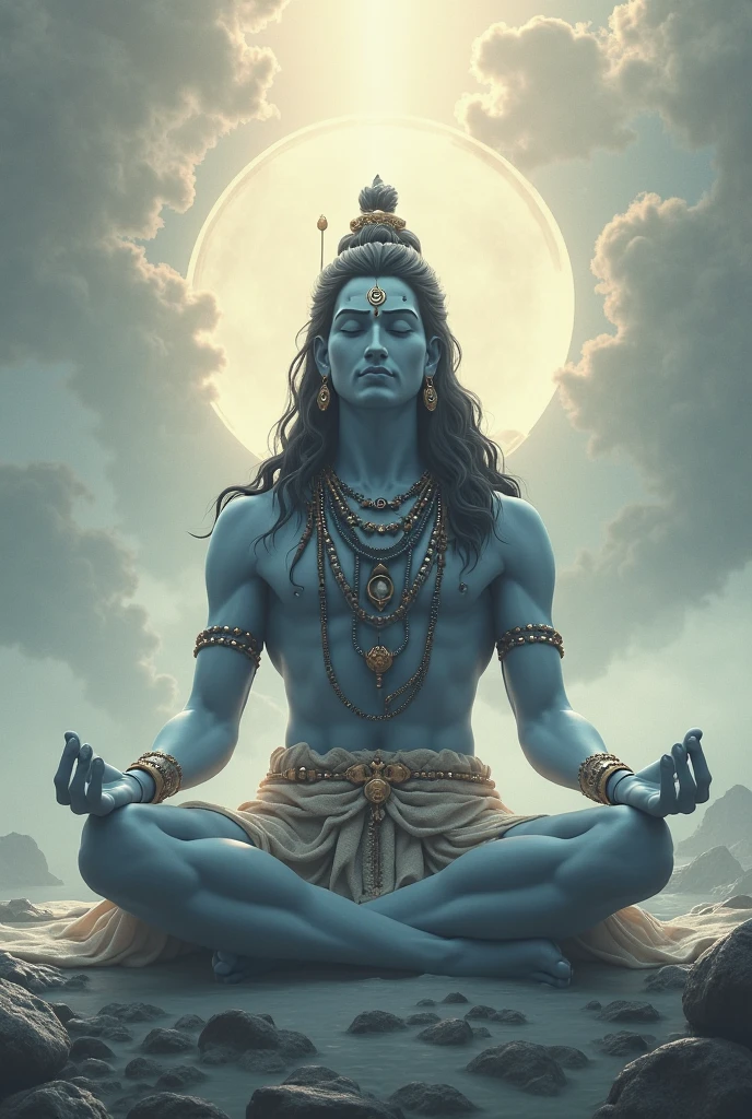 Shiv shankar name's lord( near stand trident),full body brite lite, make lite,art, maditation position ,art