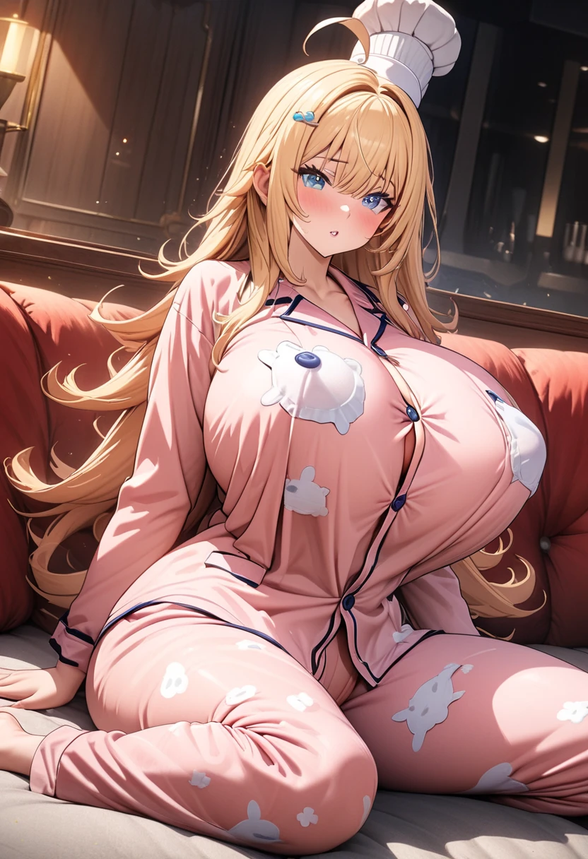 Masterpiece, Best Quality, (((Solo mature woman))), (((long blonde hair))),  (((wide hips))), (((beautiful blue eyes))), full lips, seductive smile, large chest, curvy, sexy, (( on bed ready to breed)) (((wearing pink with white floral kimono))), [Janet], [Alice],  (((solo))), (((alone))), ((huge boobs)), (cleavage), (((purple tarot cards on bed))), red curtains, messy hair, curly hair, perfect hourglass figure, garden in window, thick thighs