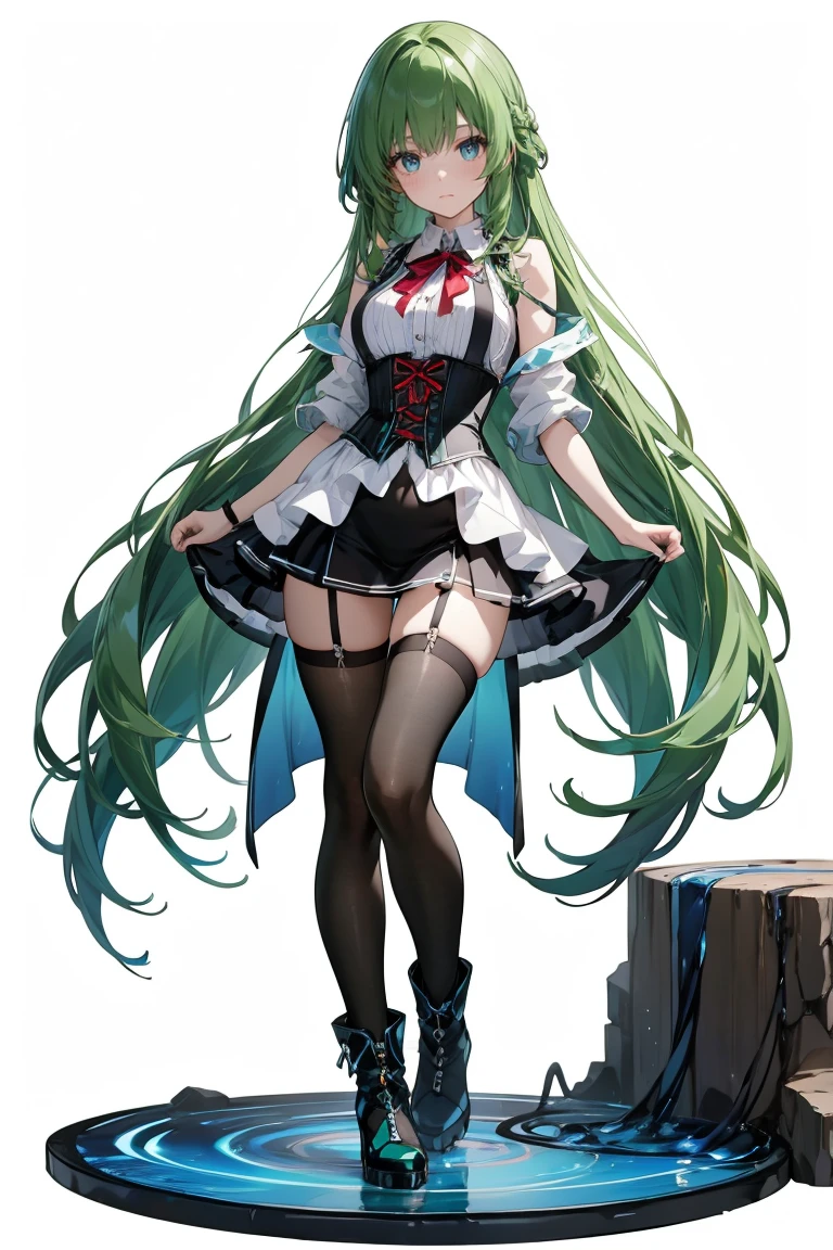 ((best quality)), ((highly detailed)), masterpiece, absurdres, (detailed eyes, deep eyes), (1girl), crossed arms, <lora:harukakaribu-nochekaiser:1>, haruka karibu, green hair, long hair, hair flower, hair ornament, (green eyes:1.5), reindeer girl, animal ears, animal ear fluff, antlers, reindeer antlers, antler ornament, smiling, green dress, fur-trimmed dress, green sleeves, detached sleeves, barefoot, (indoors, in a gym), <lora:bacterial_contamination:.9>, bacterial, glowing, glowing eyes, (cyborg, robot joints, ribs, ribcage, skeleton, bone, spine, undead), post-apocalypse