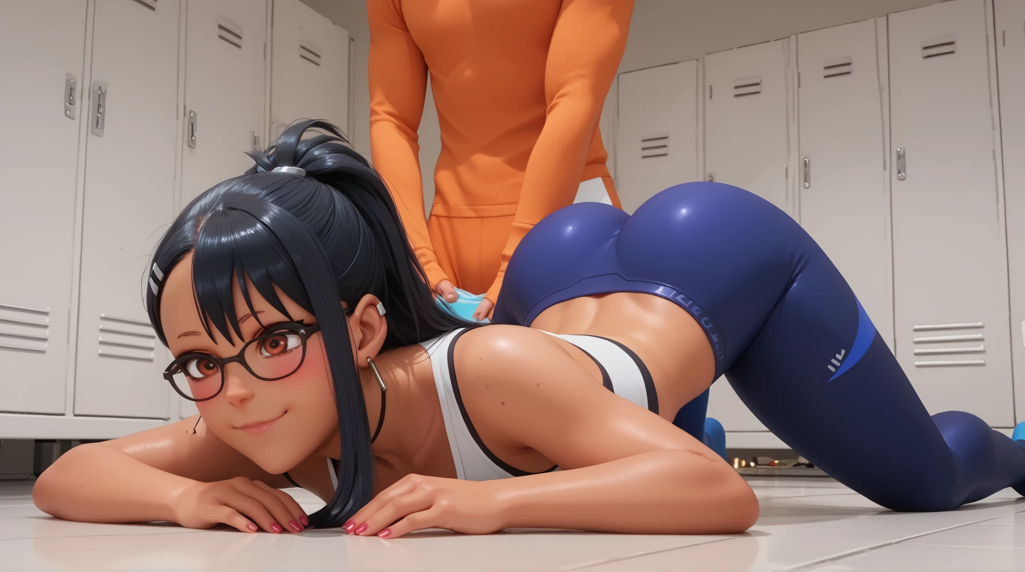 photorealistic,[ 4 k digital art ]!!,(seductive realistic girl),beautiful japanese,round face,tareme,(tanned skin),big eyes,blushed,face focus,at toilet,volleyball uniform,black short hair,cute girl sucking a penis,lying on man,blowjob,fellatio,deap throat,(suffering and despaired:1.2),crying,wet skin,(saliva:1.3),(pov),tiled wall,(head grab),shaked head,excessive cum,bukkake