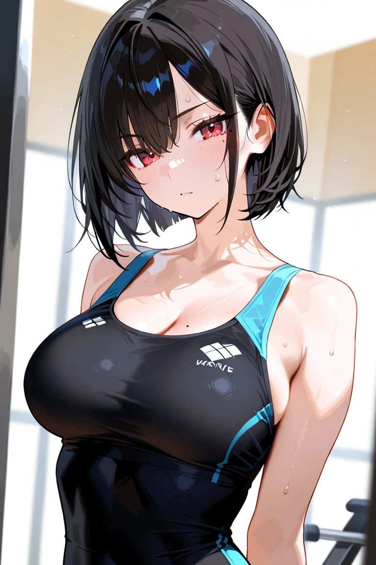 (((masterpiece))),(((High resolution)))、(((perfect face)))、(((Air Groove)))、15 years old, ((competitive swimsuit)),  (Plump), top quality eyes, detailed texture, look at the camera, (big tits), ((high resolution face))
