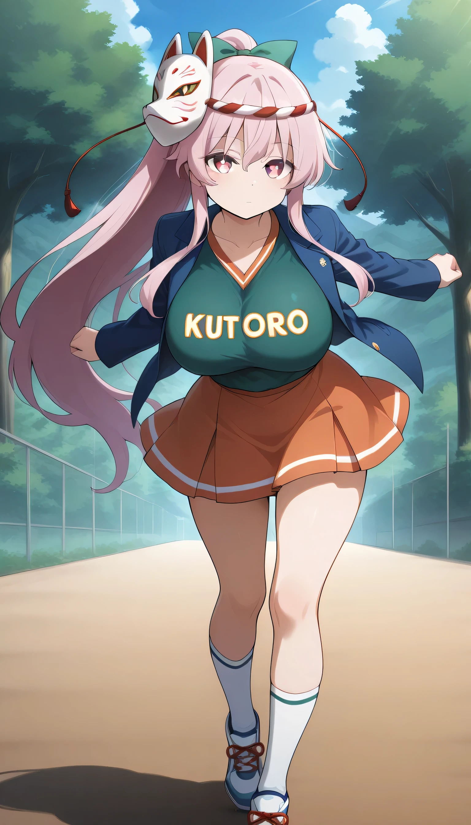 pink hair, short twintails, hair bobbles, star hair ornament, asymmetrical bangs, short hair, pink-framed eyewear, purple eyes,, empty eyes , large breasts, solo, nsfw, nipple, ride a bicycle