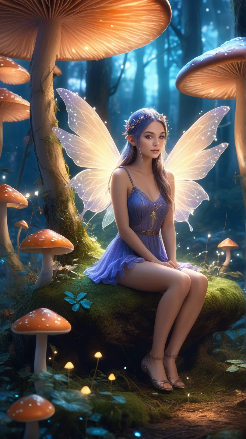 A beautiful girl in a fairy costume, surrounded by flowers and butterflies. Content: watercolor painting. Style: whimsical and delicate, like a children’s book illustration.