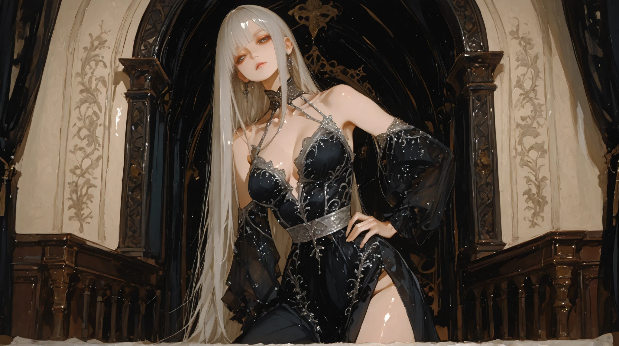 ruined castle as a backdrop, female devil with horns, fire as a background, white hair, Ombro to ombro suit, wearing sexy dress, work of art, (high détail:1.1), rough face, seducer, pose sexy, fashion model posing, breasts big, skin natural, high qualiy, NSFW, gorgeous eyes, (detailed face and eyes), (the face: 1 2), Noises, extra, real photography, PSD, lamp film photography, sharp focus, contrasting lighting, delicate skin, High resolution 8K, insanely details, realistic liar, professional photograpy, 8k hd, SLR camera, soft lighting, high high qualiy, film grain, Fuji XT3 Film