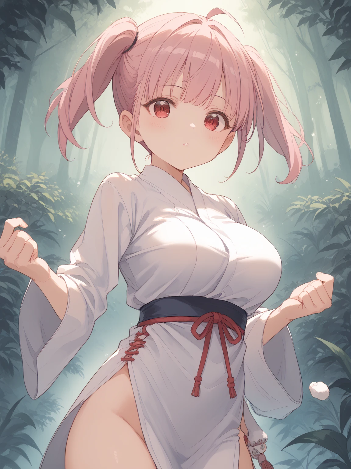 masterpiece, best quality, very aesthetic, absurdres, 1girl, mature_lady,white_dress,wet_clothes,(tortoiseshell bondage, red_rope, hand_behind, roped_body,bound by ropes:1.3) ,tears_in_eyes,,momo_velia_deviluke, to_love-ru, to_love-ru_darkness,1girl,purple_eyes, pink_hair, short_hair, breasts, demon_tail, green_skirt, hair_flower, hair_ornament,,in hot spring,Onsen,blur background,background defocus,