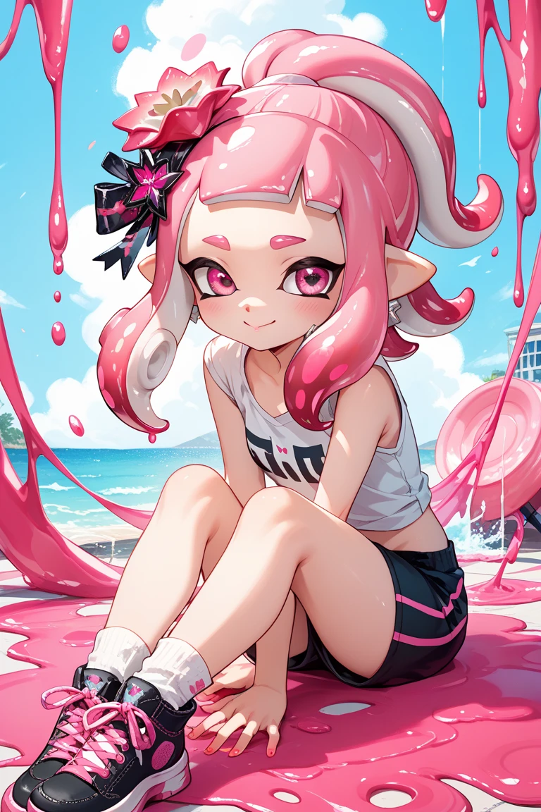 ((masterpiece)), (highest quality), (detailed), One girl,
View your viewers, (lipstick:0.75), Leaning forward,
Long pink hair, Twin tails,
Colorful thighs,
summer, Vibrant colors,
((Pink one piece swimsuit、High leg)))