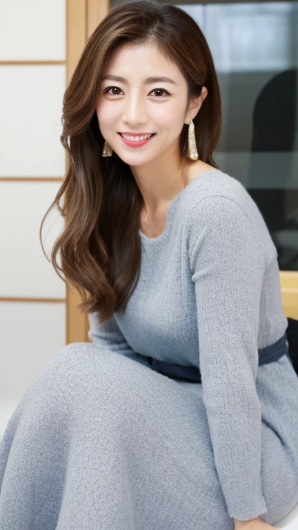 (8K, Highest quality, masterpiece: 1.2), (Realistic, photoRealistic: 1.37), Very detailed, 30 year old single woman, cute, alone, Midnight, Beautiful and detailed sky, Sitting, (smile), 、Beautiful little eyes, Floating Hair NovaFrogStyle, Dark Sky,In the panties、fog、Perfect body、respectable physique