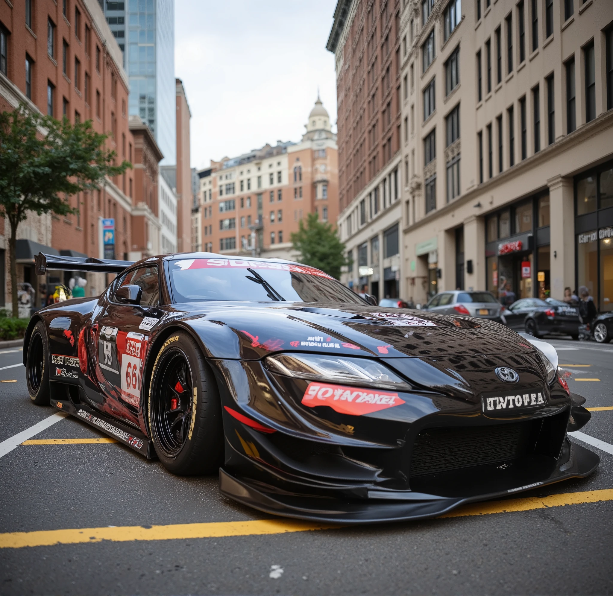 street racer,tuning car,body kit,custom rims,spoiler,full car,highly detailed,toyota,supra,1998
