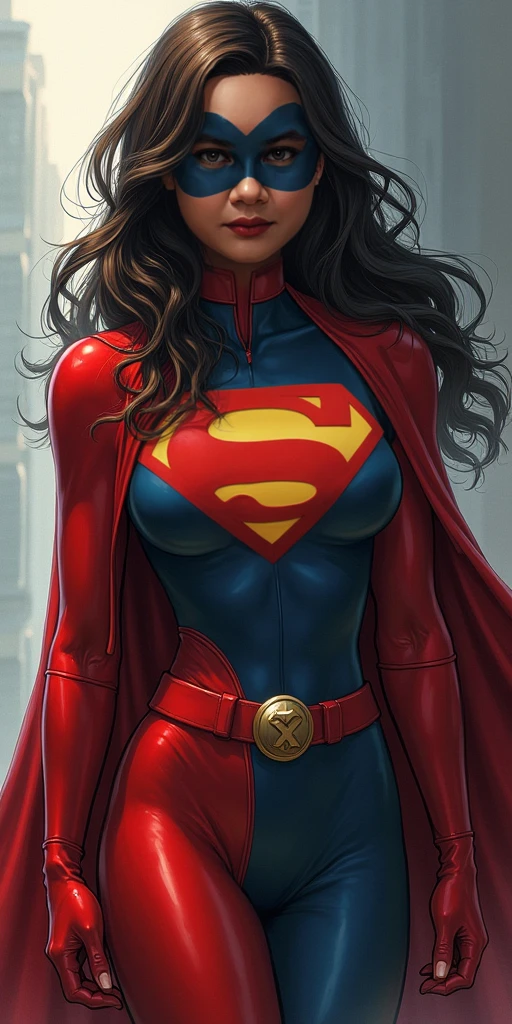 (best quality,8k:1.2,high resolution:1.2),ultra-detalhado,Realistic,SUPER HERO female,21 YEARS OLD,long BLACK hair,rosto extremamente detalhados,long eyelashes,all sheer RED LATEX leotard Apertado, A LARGE EMBLEM IN THE SHAPE OF THE LETTER "A" EMBROIDERED ON THE EMBRASE, RED FLYING CAPE,TRANSPARENT LIGHT BROWN SHINY pantyhose,Glossy GOLD metalic BRACELETES,Physically-based rendering,sharp focus,studio lighting
Consumo e