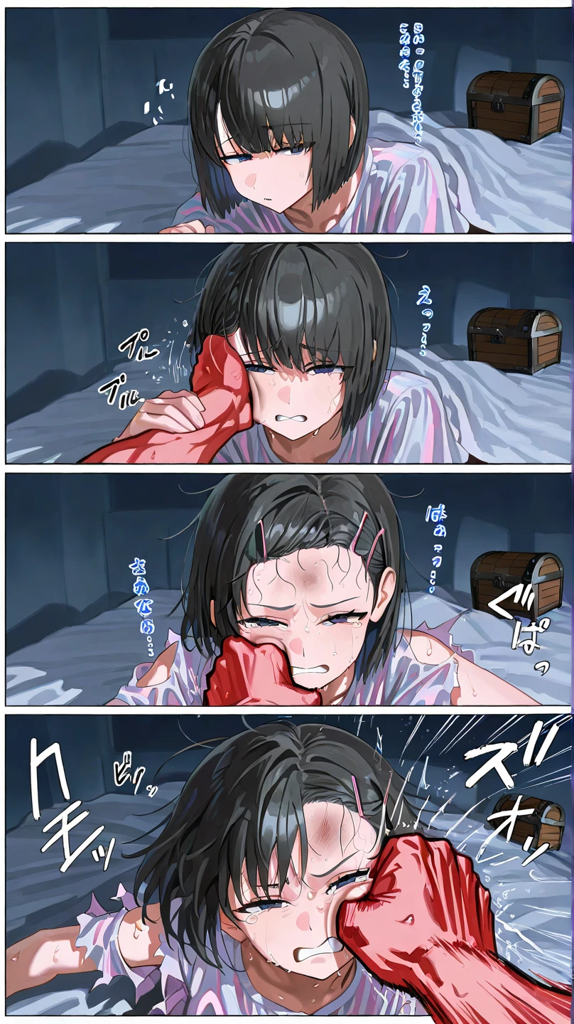 hanekawa tsubasa、eye glass、Braids、A dark-haired、large boob、fullnude、 (Black hair, Brown eyes, Round face), Colossal tits, With ribbon, (nose blush, Naughty, half opened eye, Drooling),On the bed in the infirmary, [Full body shot]、BDSM、Plenty of love juice、pale pubic hair、Wearing a black dog collar,Full body shot,body piercings,Large open legs、eye glass、Lying in bed、Hands tied above the head、Head-to-toe shots、Hand flail、fetters、Squirting、spout、There are a lot of them all over the body,Colossal tits、Soak up the bright sunshine under the tropical sun、The udder is squeezed out with a rope、Woman in chains、slightly turned to the side、The lower back is cramping up and down、Chest is bobbing up and down、Crying in pain、Both legs are raised above the head in a V-shape