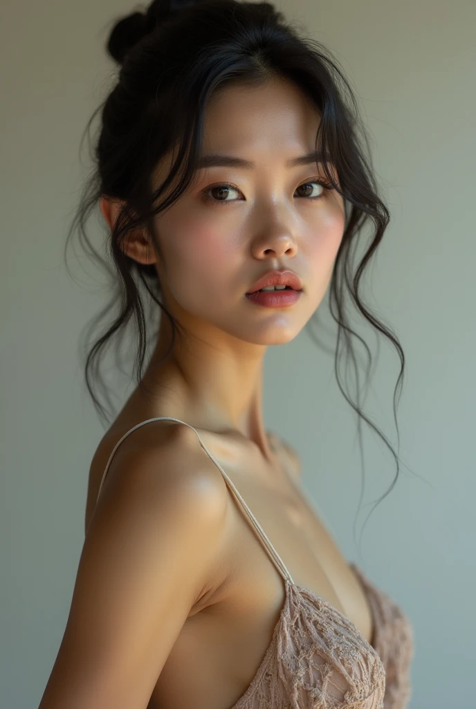 Beautiful Japanese girl in a bra