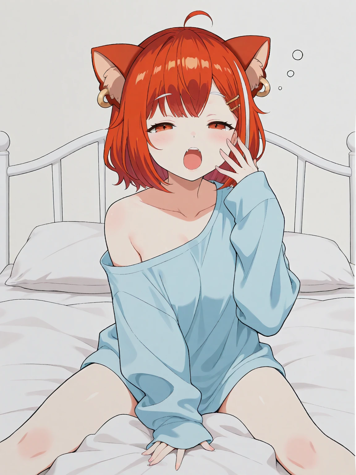 beautiful girl, one, Anime-Series, Ginger, Bett, girlfriend, Tank top, panties, lie down, Happy