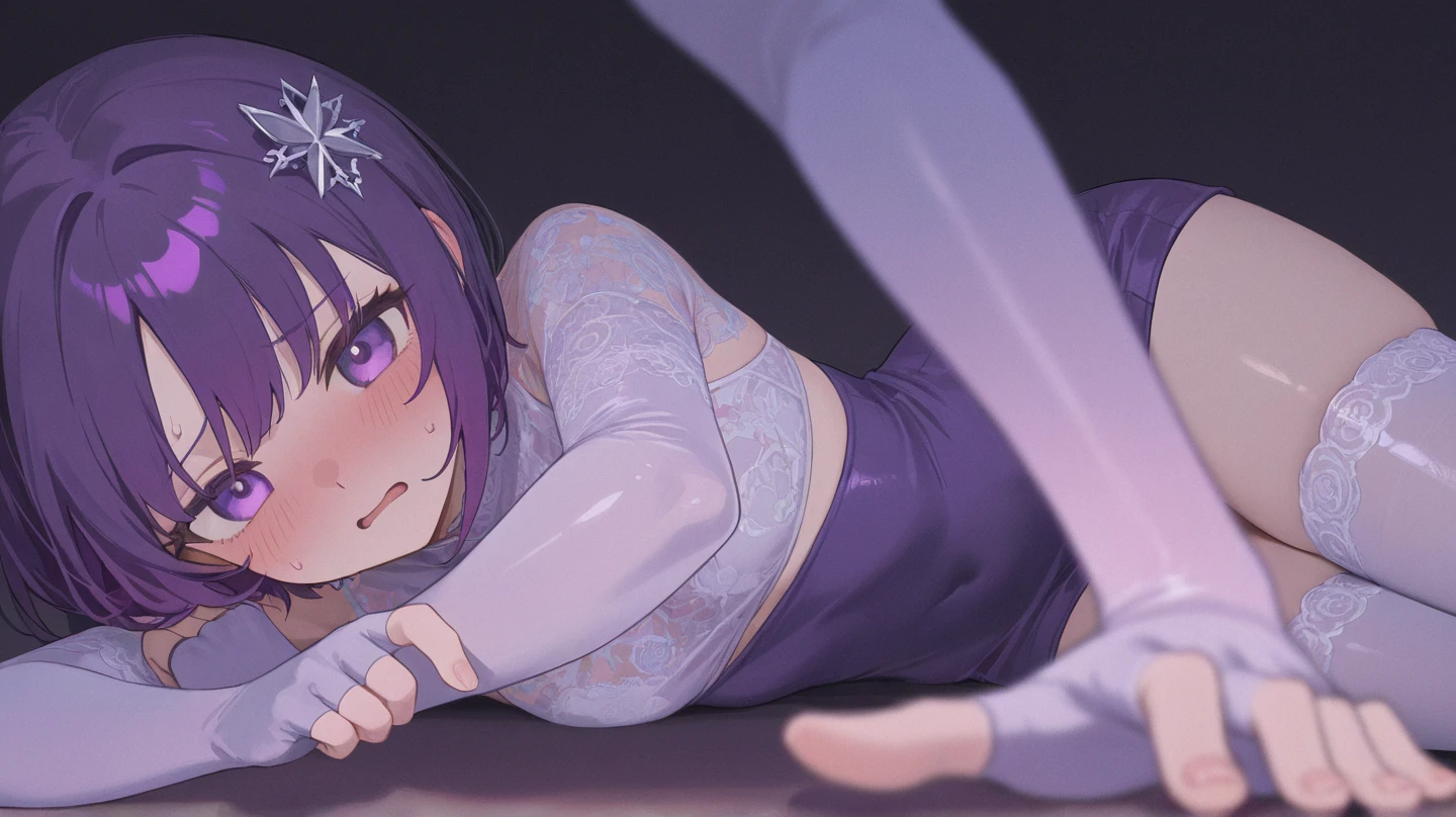<lora:jackO:0.8>, beautiful, masterpiece, best quality, extremely detailed face, perfect lighting, 1girl, solo, jack-o' challenge, flexible, spread legs, top-down bottom-up, <lora:BErn1060_5000:0.8>, frederica bernkastel, blue hair, purple eyes, black dress,