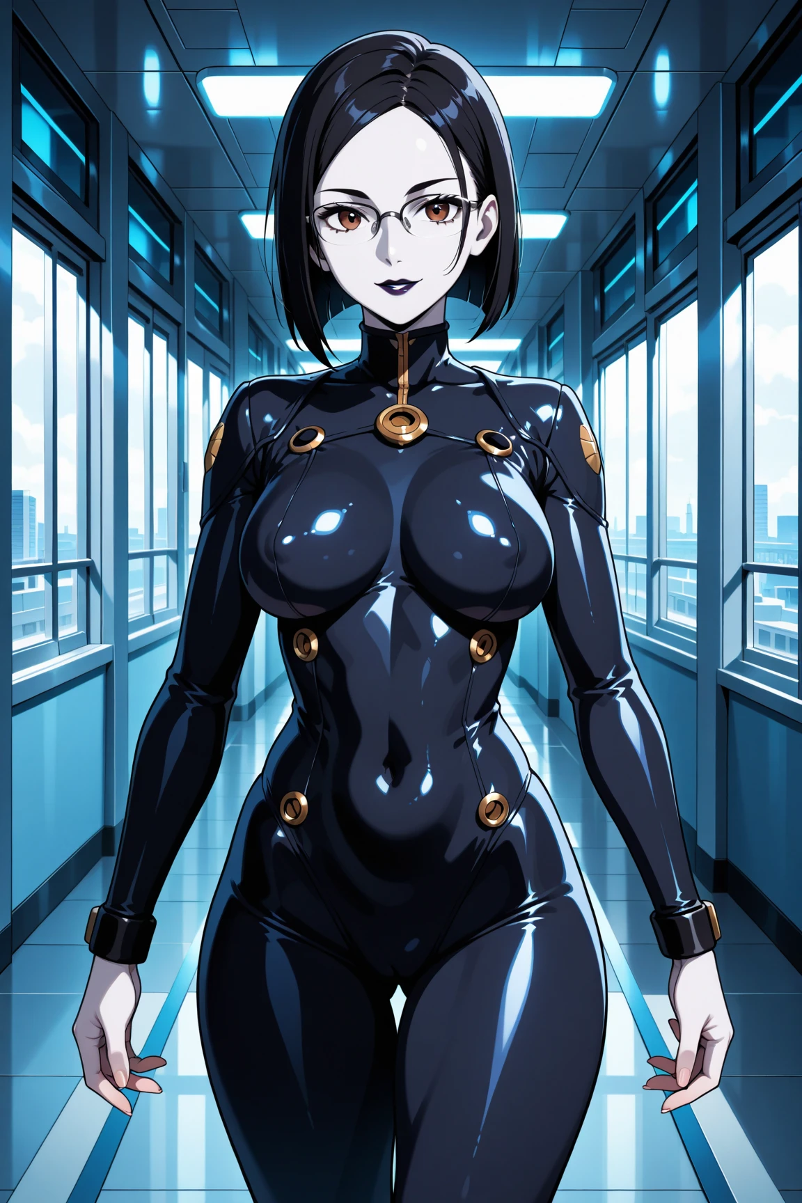 Japanese Manga《GANTZ》, Kei Kishimoto,  short hair, medium breast, black combat tights, Thigh gap,