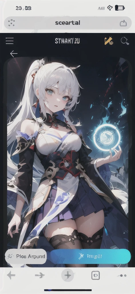 1girl,sohp,standing, <lora:SustainerHeavenlyPrinciplesV1[sohp]:1>,hand on hip, outdoors,blue sky,long_hair,floating hair, absurdly long hair, large breasts, floating object, cube,