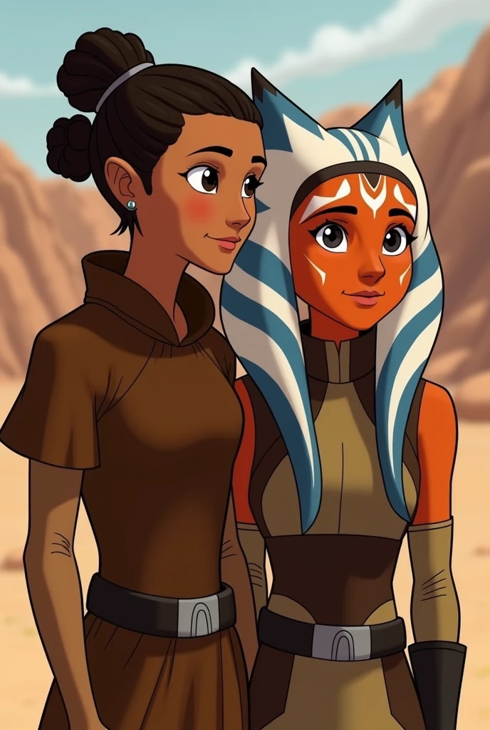 Asoka tano,clone wars, 10 years old, with orange skin, short hair, round face, round face with lovely smile, and brown eyes, Look straight, wearing tight panties