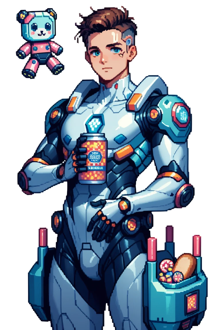 score_9, score_8_up, score_7_up, 1boy, solo, (male:1.5), male focus, male body, defSamus, blonde hair, short hair, bodysuit, blue clothes, blue pants, blue gloves, thoughtful face, slight smile, test tube, pink liquid, ((drinking)), test tube on mouth, closed eyes, standing, looking down, spaceship,