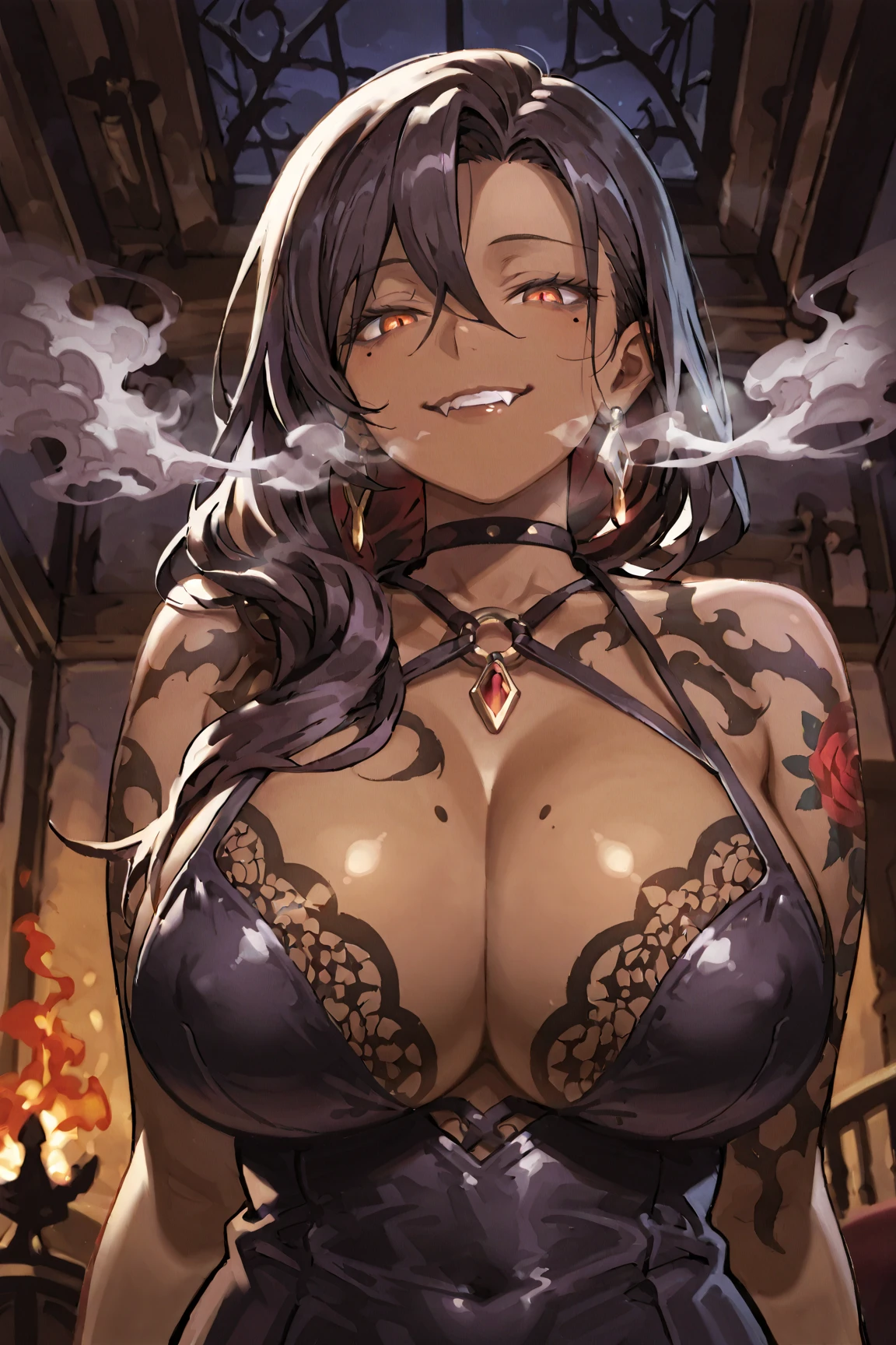 (junkotvv black hair, cat ears, red eyes), masterpiece, Best Quality, High resolution, aki1, Izayoi Aki, Alone, neckline, choker, huge breasts, unzipping, fully closed, red open jumpsuit, gloves, belly button, Wide hips, thigh gap, thick, standing, outdoor, Speedway, moto, ((scorching sun)), sweat, heat, blush, opening the suit to cool down, steaming body, busting out massive neckline, (without bra)