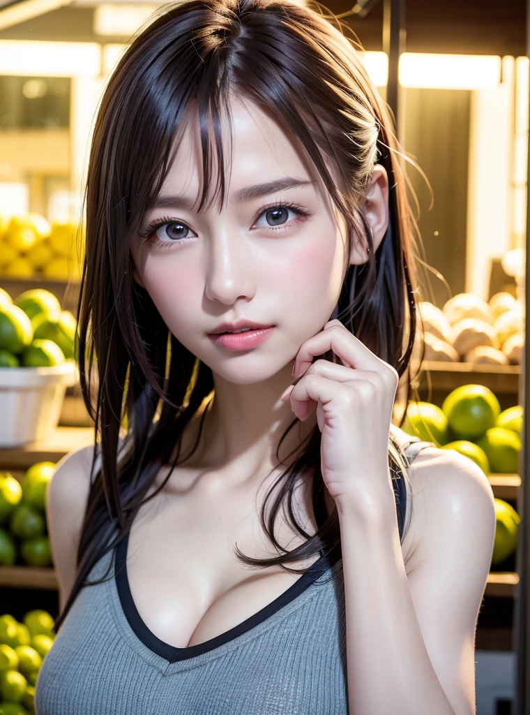 Highest quality, masterpiece, Ultra-high resolution,8k, (Realistic:1.6), (Close-up portrait:1.4) RAW Photos,((Uniqlo Sakura color bra top and pleated mini skirt)),((Nipples seem to be visible)),((Full body photo)),1 person,Omotesando,A slender adult 26-year-old woman,(Full of smiles, )) ,((Ponytail and Hair Tie)),((NEW ERA CAP)),((Looking up at the audience)),Face Focus:1.4,((Shooting from above with a fisheye lens:1.4)),
