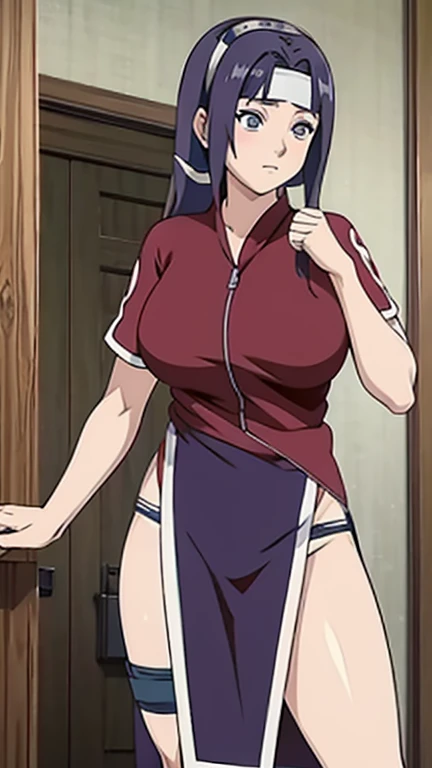 (obra maestra, Mejor calidad:1.2), tiro de vaquero, Solo, 1 chica, hinata hyuga, libidinoso, boca cerrada, Mirando al espectador, es, Caderas anchas, camisa, correa, sentadillas, piernas aparte, cielo azul, erotica, pechos grandes, red latex boots, red latex gloves, pezones sin censura, vagina, micro bikini negro