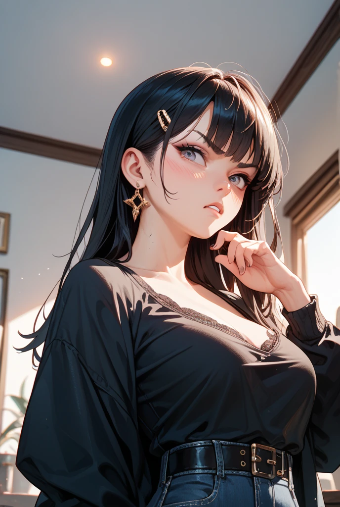 Best Quality,8k,high resolution,Masterpiece:1.2), (ultra detailed), (NSFW not safe for work art), (Komi Shouko) (SPY X Family Configuration), (pose sexual), (realist,photorealist,photo-realist:1.37), (HDR,HD), (portrait), (vivid colors), (long legs), (clearly elongated face), (Hermosos detailed eyes), (bright red eyes gradient eyes deep black), (beautiful detailed lips), (extremely detailed eyes and face), bright Eyes, light red eyes with black, (Hair, long), Dynamic angle and posture, soaked in sweat, perspiration, undressing (long eyelashes), (cabello long between eyes color negro), (sharp focus), (physically based rendering), (BIG BREASTS) (open legs), (intense), (expression of intense desire), (motion blur), (elegant), (slim figure), (anime inspired), (bright lights), (sexual), (contrasting colors), (mysterious atmosphere), (action packed scene), (Unique style), (striking), (Handsome), (evocative), (expressive), (Intriguing atmosphere), (giant breasts:1.2) ((Best Quality)),((Very detailed)),Masterpiece,absurdities,detailed face,beautiful face,(detailed eyes, deep eyes),(1 girl),((dynamic pose)), hair band, jewelry, earrings, hair ornament,