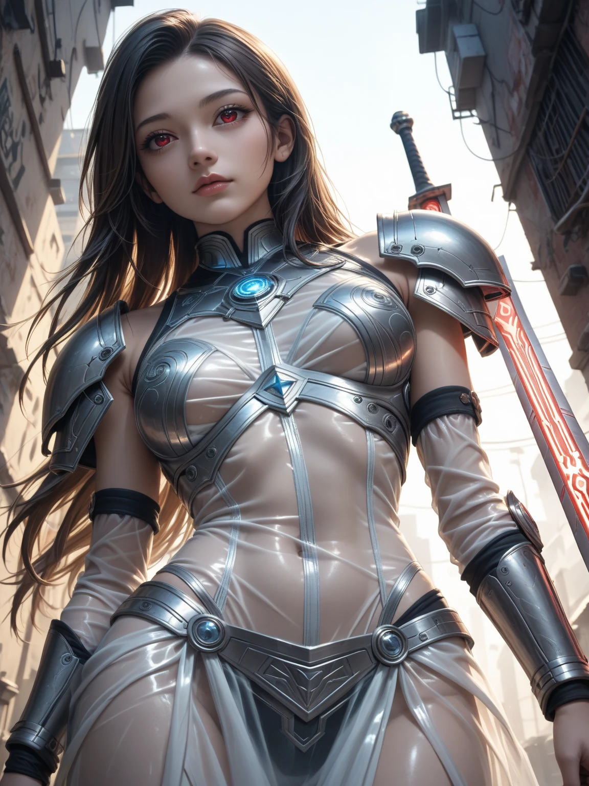 Main: “Chipupu”, 20 years old, Photo Realistic, Realistic. 1girl realistic, skin realistic, “Chipupu” face, big boobs, captain marvel, detailed eye makeup, puffy eyes, solo, sharp focus, volumetric fog, 8k uhd, dslr, high quality, film grain, photorealism, lomography, 
    Trigg: hiqcgbody, Highly detailed RAW color Photo, toned physique, (elegant, beautiful face), (detailed skin), (oil:0.6), (tesla coil:0.4), soft lighting, (side lighting:0.8), shadow casting, deep focus, photographed on a Leica 10772 M-P, 85mm macro lens, F/8 aperture, film still, (Office Lady, sexy), long hair, fashionable princess, (extremely detailed face) (very detailed and expressive eyes), (((small_breasts,finely detailed small nipple, breasts out,exhibitionism))) ,revealing clothes
          Focus: Clear focus: 1.2, 1girl, Perfect body beauty: 1.4, Slim abs: 1.1, ((dark brown hair)), (White dress: 1.4), (Outdoor, night: 1.1), City Street, Super Fine Face, Fine Eyes, Double Eyelids, (Over the knee black stockings: 1.5)
    Inline: Large breasts: 1.2)), (no bra) (Small and beautiful hard nipple) (Thin and damp button up to shirt length: 1.1), (White shirt wet by rain), (Rain, Street: 1.2), Wet body: 1.1, Highly detailed face and skin texture, Detailed eyes, Double eyelid, tanned skin, sexy, tan
           Visible: a close up of a woman in a silver and blue dress, chengwei pan on artstation, by Yang J, detailed fantasy art, stunning character art, fanart best artstation, epic exquisite character art, beautiful armor, extremely detailed artgerm, detailed digital anime art, artgerm on artstation pixiv, armor girl --auto --s2