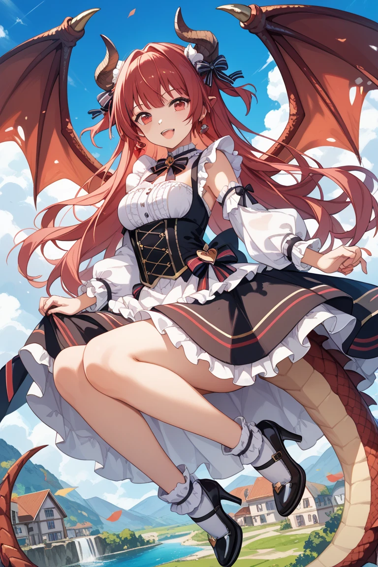 (masterpiece, best quality), intricate details,
1girl, <lora:Ghostrick_Socuteboss:0.8> ghostrickscb, long sleeves,heart, wings, barefoot
<lora:android18test:0.8> belt, black legwear, black shirt, breast pocket, cleavage, collarbone, denim, denim skirt, high-waist skirt, jewelry, long sleeves, pocket, shirt, shirt tucked in, skirt, striped, striped sleeves, waistcoat,,