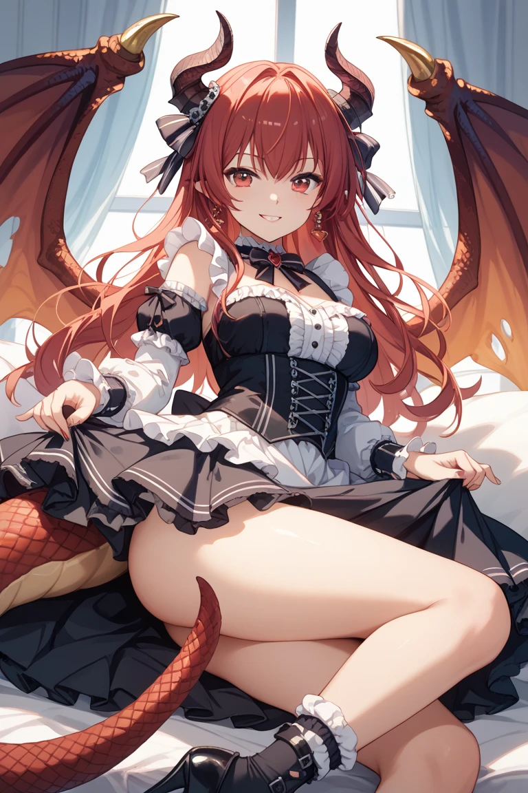 Anime. 1 Girl. Cutie. The girl is a dragon. Red hair. Long hair. Amber eyes. Beautiful eyes. Perfect eyes. Expressive eyes. Ideal face. Ideal anatomical body. Dragon horns. Scaly hands. Clawed hands. Long legs. Scaly legs. Clawed feet. Dragon wings. Dragon tail. tail. Dressed in an evening dress. High heel shoes. Beautiful body. Beautiful nose. 18 years. Medium breasts. Pregnant. Period. Holding dirty panties in his hands. The crotch is covered in blood. Her water broke. Embarrassment. Blush. Beautiful character design. Shiny skin. She wants to sneeze. She needs to sneeze. She has a strong, desperate urge to sneeze. Fire breath. She sneezes. She sneezes with fiery breath. Runny nose. Mucus from the nose. Snot. Slpli is running from the nose. Blows his nose. He wipes his nose with his dirty underpants. She wants to pee. She needs to pee. She has a strong, desperate urge to pee. She described. Tears on eyes. Cry. Snot flows from the nose. City. Street. Restaurant. Heading to the toilet. Standing at the door to the toilet. Waiting for it to cool down. Whole body. nsfw. Official art. Extremely detailed CG Unity 8k wallpaper. Ideal lighting. Ultra high resolution 4K. Super detailed 8K. A high resolution.
