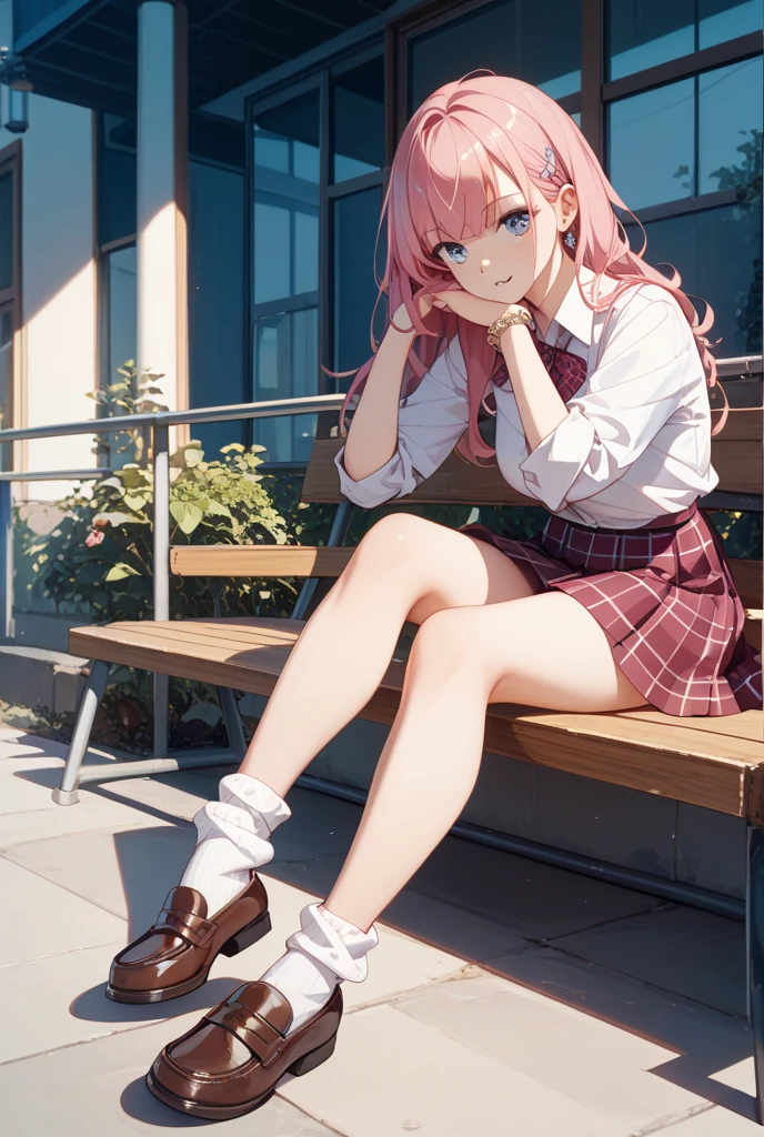 Draw a girl sitting in a chair in front of a table.
Make sure she has pink hair, long and straight.
Dress the girl in a light pink sleeveless sweater.
Add a pink miniskirt that reaches mid-thigh.
Draw white stockings that cover her legs up to her knees..
Fit the girl with pink high heels.
in the table, place an open notebook and colored pencils.
Make the girl concentrate on drawing something in the notebook.
Add additional details like shadows, textures and a simple background to frame the scene.
Use vibrant colors and a cartoon or manga style to give the illustration a cheerful and feminine look..