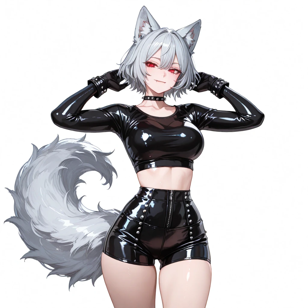 ((Top quality)), ((masterpiece)), (details), High resolution, super detailed, very detailed CG Unity 8k wallpaper, real, photorealistic, Beautiful fine face, detailed face. Pale skin, realistic shining skin. Detailed fabric texture, detailed hair texture. (Eyes with attention to beautiful details: 1.5), (Small hand), ((perfect hand)). ((Perfect Anatomy)). Perfect lighting. Break (chibi:1.4),chibi character,chibi style, A fox girl,age:20 (Silver hair:1.3), Bob cut, ((Big lauhg:1.6)), (wink:1.2),（fox ears :1.6）,(nine fox tail:1.6), (Slender: 1.1), (Small chest: 1.2), (Small buttocks: 1.2), (muscular: 1.2), (Pluffy thighs: 1.1), ((Nine-tailed fox)), BREAK ,Background filde,