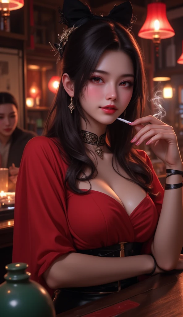 Beautiful demon painting, Demon woman with a Japanese sword, A strong female warrior, gambling, Beautiful black-haired demon, Beautiful red kimono, Oiran, The highest ranking prostitute, Ghost Girl, Female Yakuza, Inspired by Chen Yifei, Works that influenced Francesco Hayes, Inspired by Hendrik Terbruggen, Jean=Works that influenced Auguste Dominique Ingres, Inspired by Liu Jun, Jean=Works that influenced Auguste Dominique Ingres, highest quality, The perfect angle, Perfect composition, Best Shot, Official Art, Cinematic Light, Figurative art, Beautiful and expressive paintings, Beautiful artwork illustration, wonderful, Cool Beauty, clear, Mysterious, highest quality, Official Art, Perfect composition,The perfect angle, Best Shot, women only, Sharp contours, pretty much beautiful face, demon of kyoto, Lord of the Demons, A cold and heartless demon woman, Demon Queen, Female Yakuza, Full Body Tattoo, wide, Rashomon, Close-up