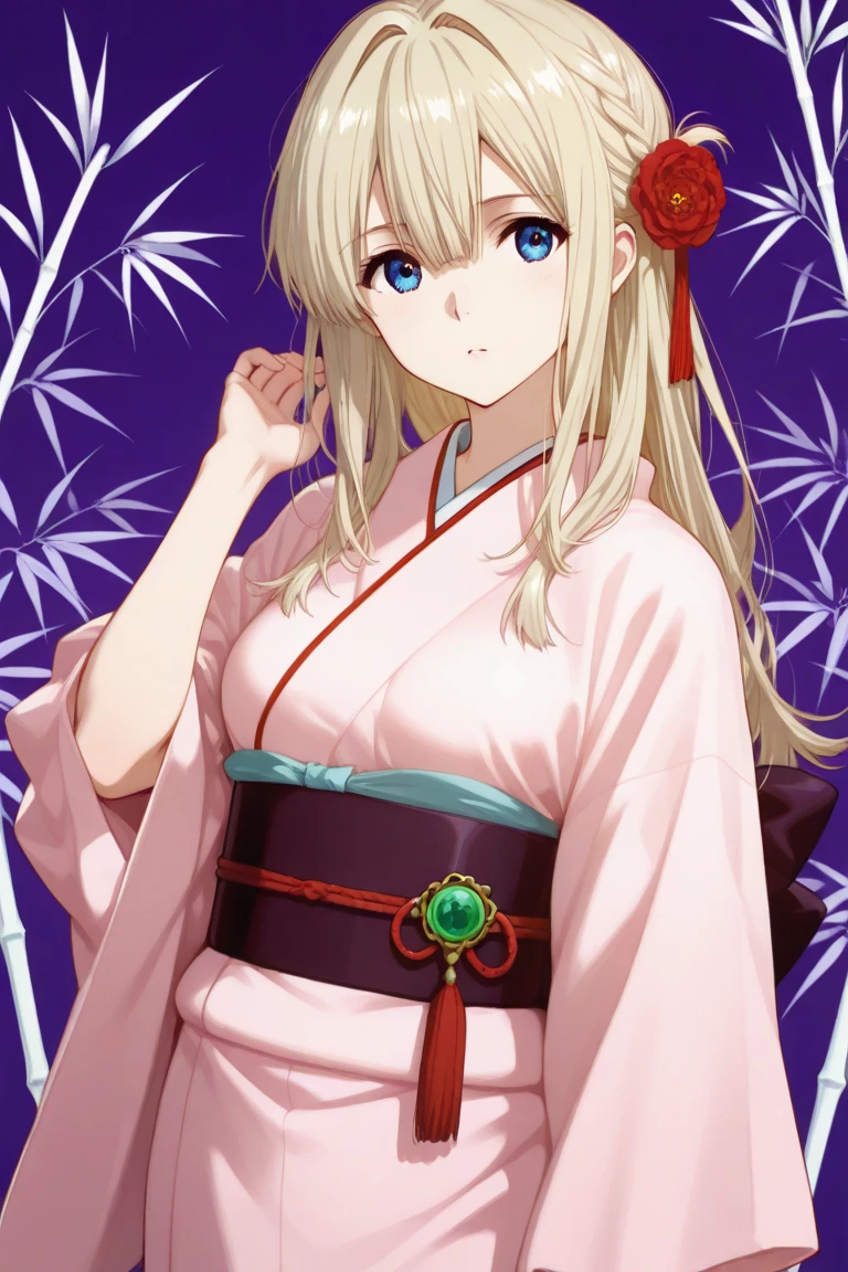 ftselenekim, pink eyes, mature female, blonde hair, hat, clothes, ftselenecas, pink eyes, blonde hair, maturefemale,cleavage, kimono, japanese clothes, moon, white clothes , big chest, smile, perfect waist, large breasts, kimono