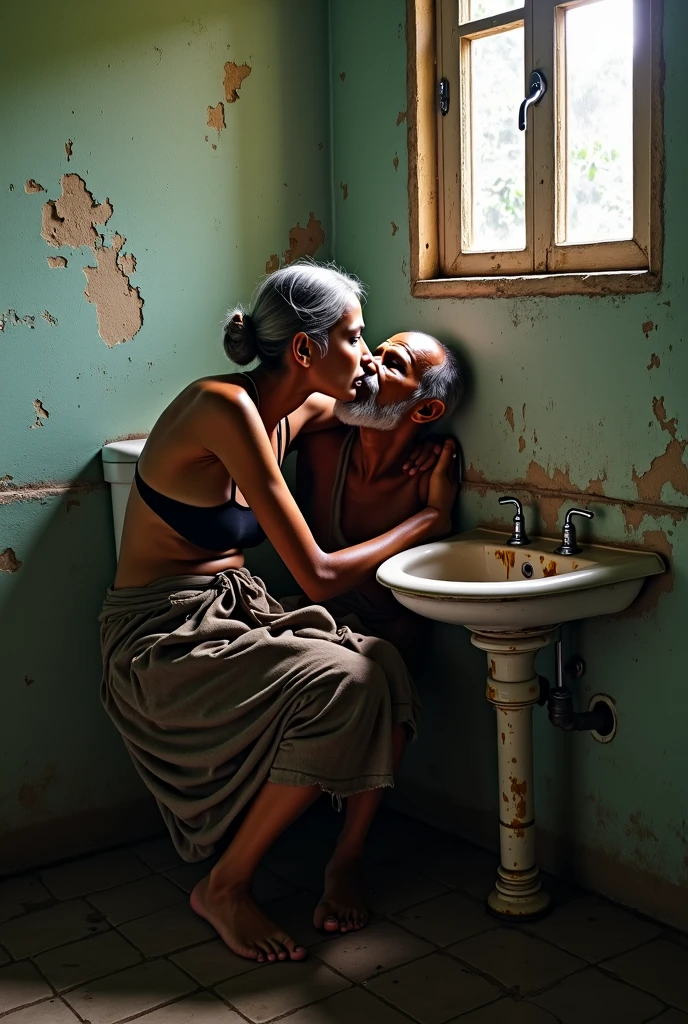 Old Indian lady prisoners, are shaved head in nude in side the jail. And  to urinate on flore as a punishment 