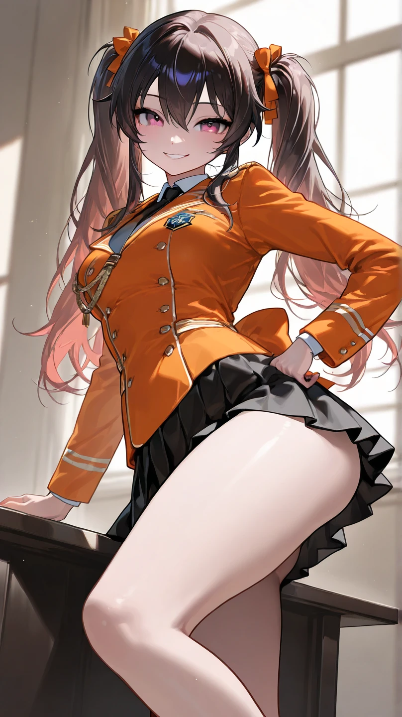 ulzang-6500-v1.1, (RAW photo:1.2), (Photorealistic:1.4), Beautiful detailed girl, Very detailed eyes and face, Beautiful detailed eyes, ridiculous, Incredibly Ridiculous res, hugefilesize, Super detailed, high resolution, Very detailed, Best quality, Masterpiece, kemomimi, ((Japanes girl' high school uniform)), illustration, Very detailed, CG, unified, 8K wallpaper, Amazing, Fine details, Masterpiece, Best quality, Very detailed CG uniform 8k wallpaper, light in face, Cinematic lighting, 1girll, 16 years old, (()), ((Dynamic pose))), (camel-toe), (Half), (Pantyhose), (knee-bending leg sit))