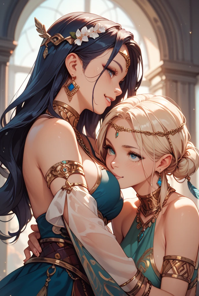 Close to the sea, is Thetis and Peleus. Thetis turning into a tree while Peleus holds her for you