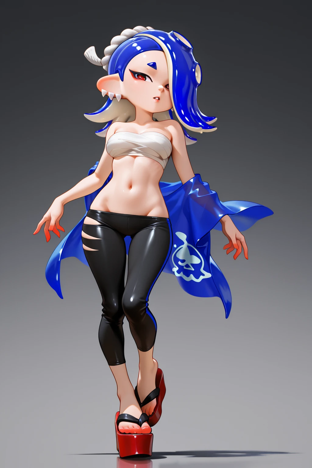 Splatoon 、1girl shiver、super big breasts、fua、Pose that emphasizes the breasts、Sexy dynamic pose、smile、fellatio gesture,
