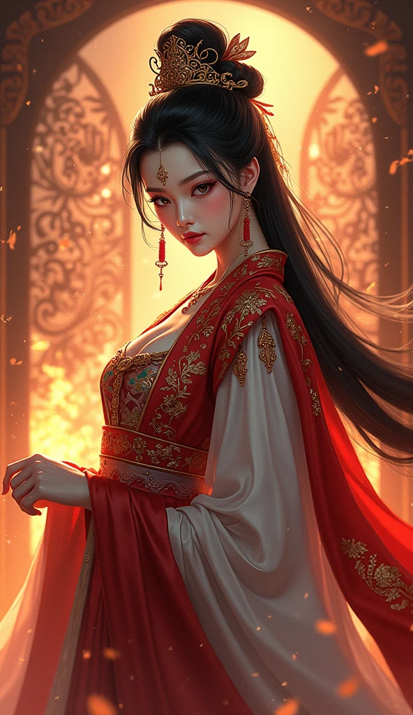 (masterpiece, Best Quality, High resolution, 32K HDR),year of dragon,chinese Mafia girl, man harem,strong woman,black long hair, 