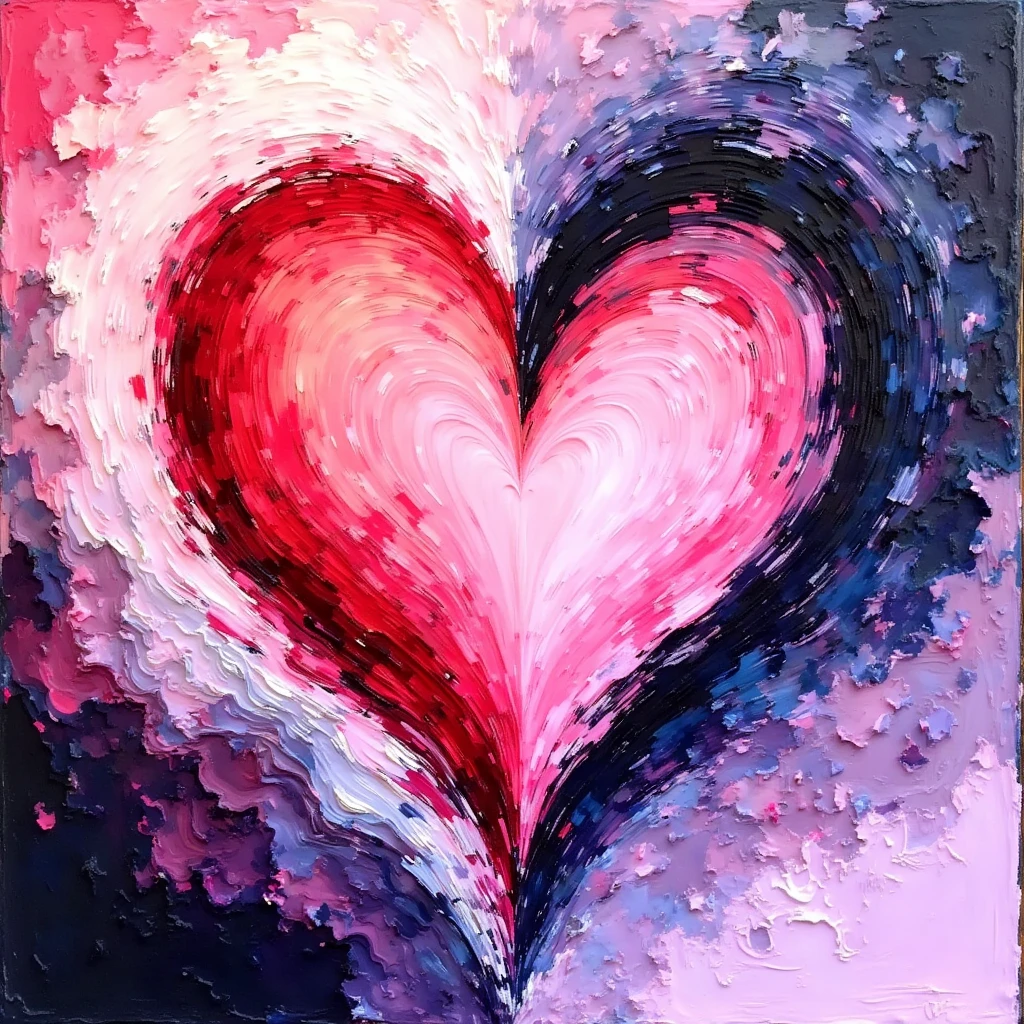 30. An abstract representation of love using cold colors and matte textures in impressionism style.
