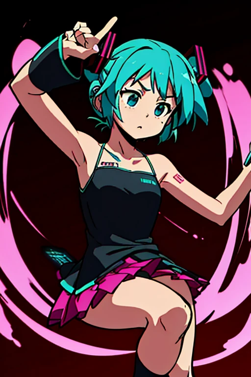 ((((dramatic))), (((gritty))), (((intense))) film poster, ((Best Quality)) ((Masterpiece)) 1girl, 19 year old, black hair, pixie bob haircut, flirty smirk ((( light green fairy straplessdress ))) (((mini skirt))) ((( upskirt ))) ((slender)) (busty) ((sexy dress)) 6 and a half heads full body The color palette is mainly dark with splashes of vibrant colors, giving the poster a dynamic and visually striking appearance,tachi-e , revealing, large breasts, young beautiful girl, ultra detailed, official art, unity 8k wallpaper, BREAK, neon lighting, (vibrant brightness): 1.2, dynamic colors, striking contrast, futuristic vibration, electric power, reflective surfaces, masterpiece, best quality, ultra-detailed, illustration, 1girl, solo, background, mixed-language_text, japanese letters in graffit, girls, excellent lighting, sidelighting, (), vhsKeeper,, style GUILTY GEAR -STRIVE perfect(flat color: 1.3), (magazine_cover: 1.4), (multicolored_background: 1.3), striped_background, card_background, :: comix style by Joe Madureira :: , perfect and detailed, ultra detailed shirt with abstract design, with Japanese letters print in graffit of the sides of the clothing, image of full-body girls fighting, next to you with powerful dragons versus alien creature full of tentacles ,  with immersive effects, hover effect, background style graffiti tribal tattoo with vibrant colors "ultra hdr" detailed and with focus effect, (masterpiece: 1.2, best quality), (finely detailed beautiful eyes: 1.2), , ((Solo)), (Finely detailed eyes and detailed face: 1.3), in various full-body attack poses, (cute background: 1.2),futuristic costume, Super detailed circular metals Clinging to the arms and pants,  fantastic paintings