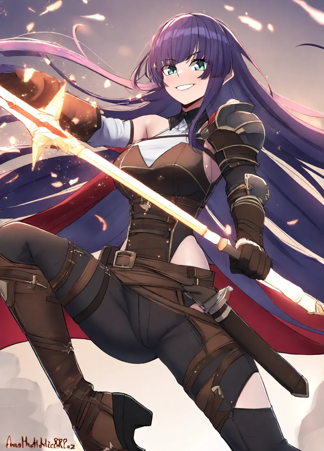 1girl, solo, really long hair, black hair, hime cut, heterochromia, purple eye, yellow eyes, slit pupils, small breasts, fishnet, black bandages, fighting stance, angry, outdoors, forest <lora:Ban AP:1>, score_9, score_8_up, score_7_up, score_6_up, score_5_up, score_4_up, BREAK source_anime, masterpiece
