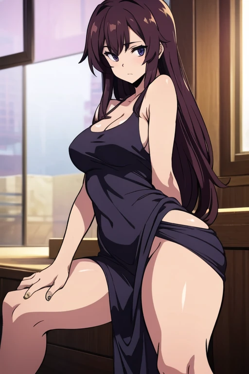Katsuragi Misato, Brown eyes, Cross Necklace、1 female、nighttime scene、Sexy pose with one knee standing、(Raw photography:1.2)、(Photorealsitic:1.4)、A smile、Textured skin、extremely detailed eye and face、beatiful detailed eyes、二重まぶた、huge filesize、(Increase the beauty of skin texture:1.1)、hight resolution、highlydetailed skin、top-quality、8k wallpaper、电影灯光、large boob,Seductive underwear、Open legs、The chest is visible、 Spread your legs、Spread your crotch、Persistent stare, Sharp eyes, sexy langeries、Spread your legs