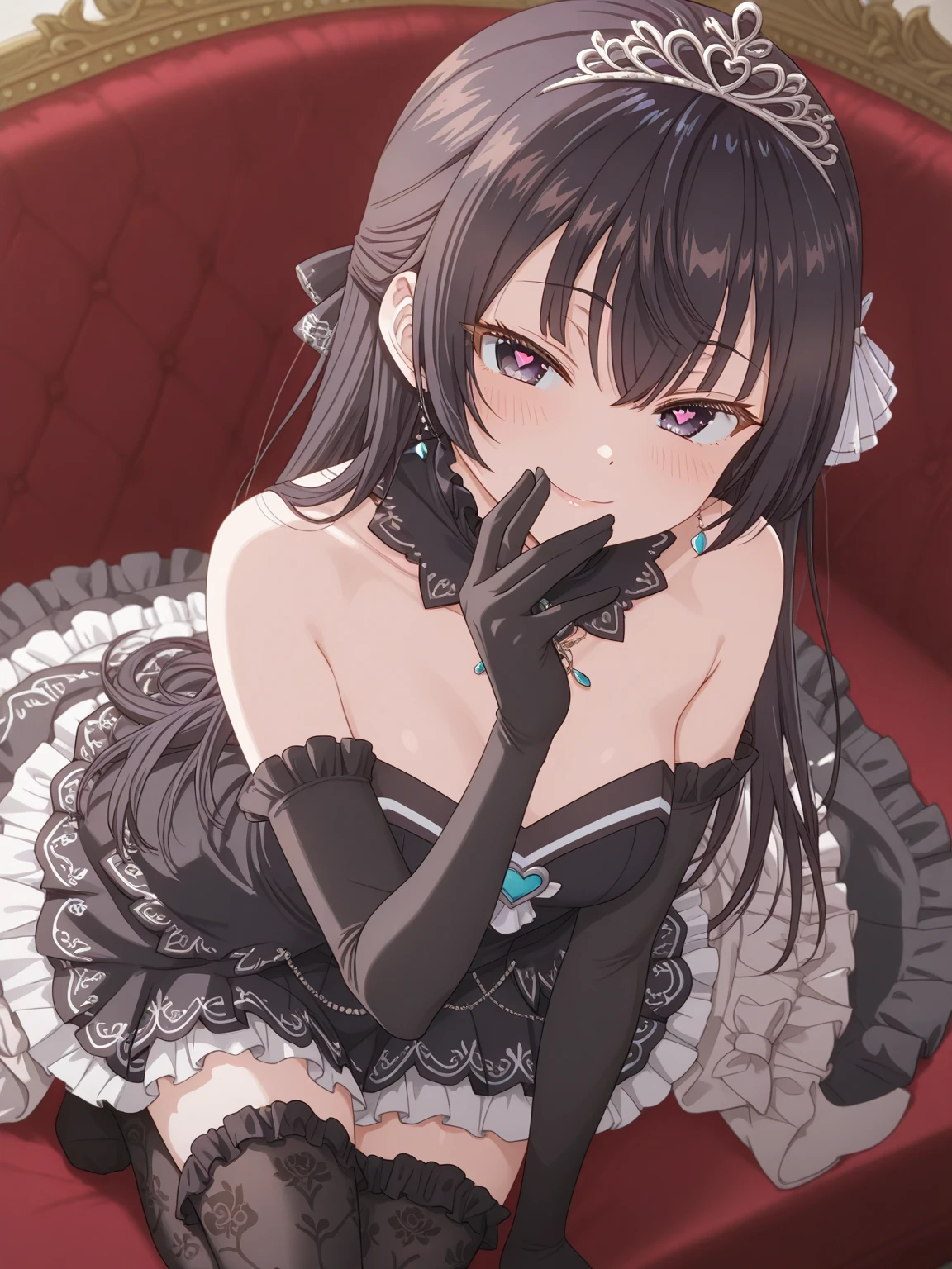 Content:
A woman in a black and white dress, holding a feather duster. She has black hair styled in twin tails and green eyes. She is wearing a maid costume with white gloves, and her expression is annoyed, though she secretly enjoys what she does.
Medium:
Digital art, anime illustration.
Style:
Gapmoe yandere grimdark, gothic maiden anime girl. Inspired by dark and eerie anime aesthetics, with a focus on contrast between the cute maid outfit and her nuanced expression.
Lighting:
Dramatic and moody lighting, with strong shadows to enhance the gothic atmosphere. Subtle highlights to emphasize her facial features and the details of her outfit.
Colours:
A dark palette dominated by black, white, and subtle greens. The black hair and green eyes contrast with the white details of her maid costume and gloves.