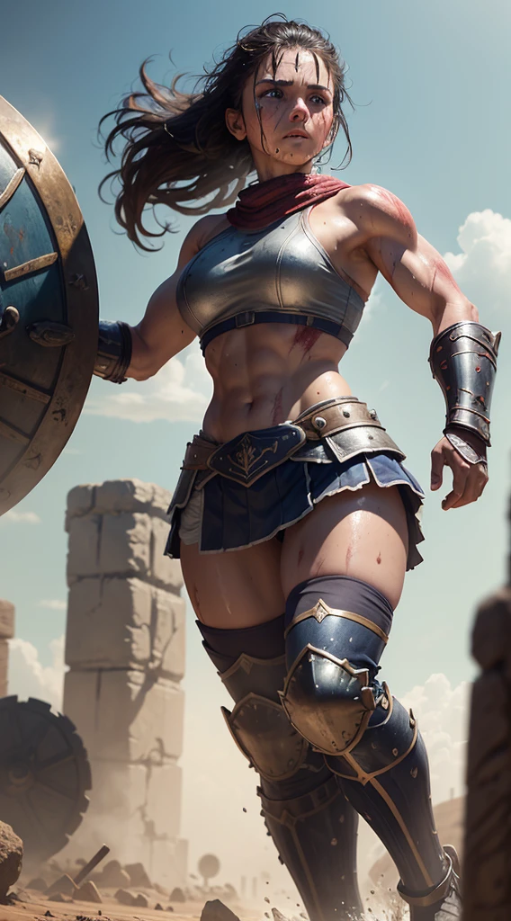 very beautiful valkyrie, little armor, (((huge breasts))), sports bra, ((((huge muscles)))), accurate muscular anatomy