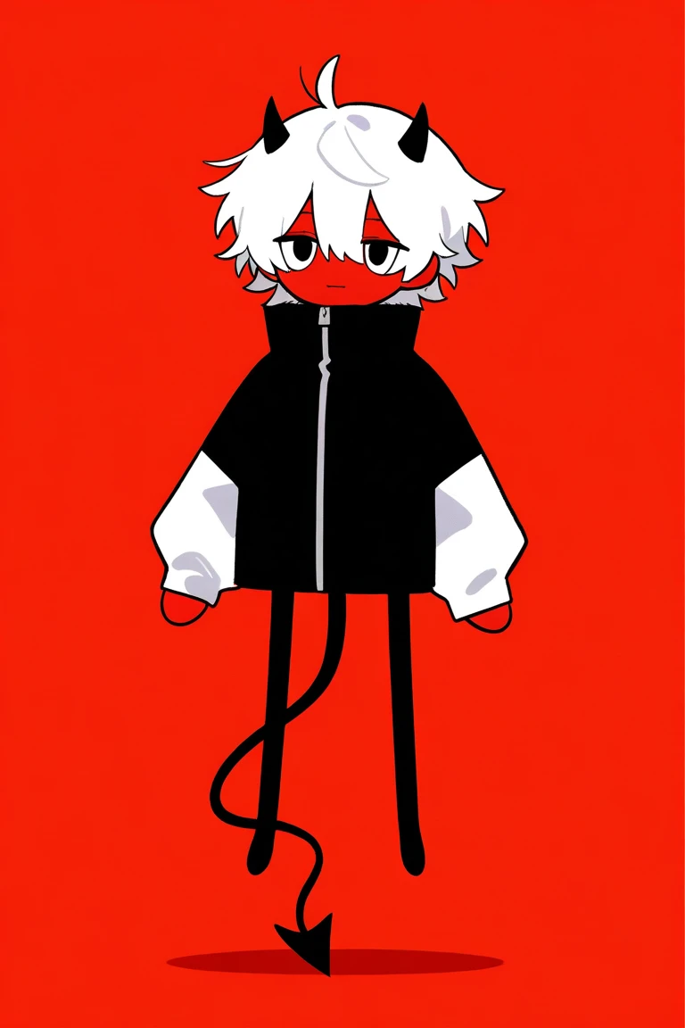 1boy, 1eye only, white hair, red eye, black sash shirt, white shirt, black sleeves, black pants, red tentacles in back, mechanical tentacle, looking on side