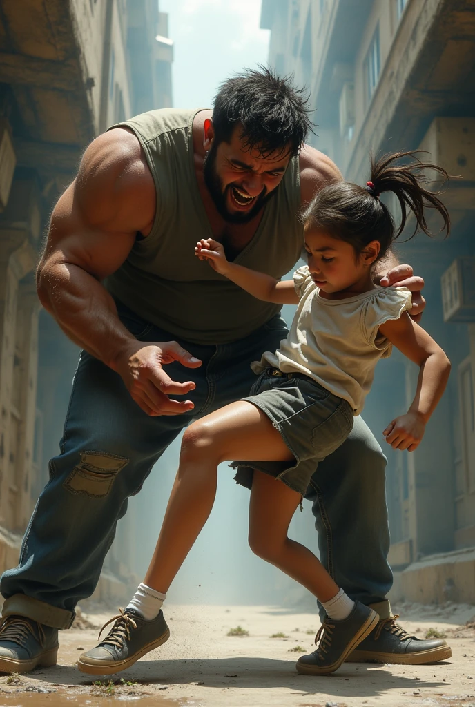 Man beating a black dwarf