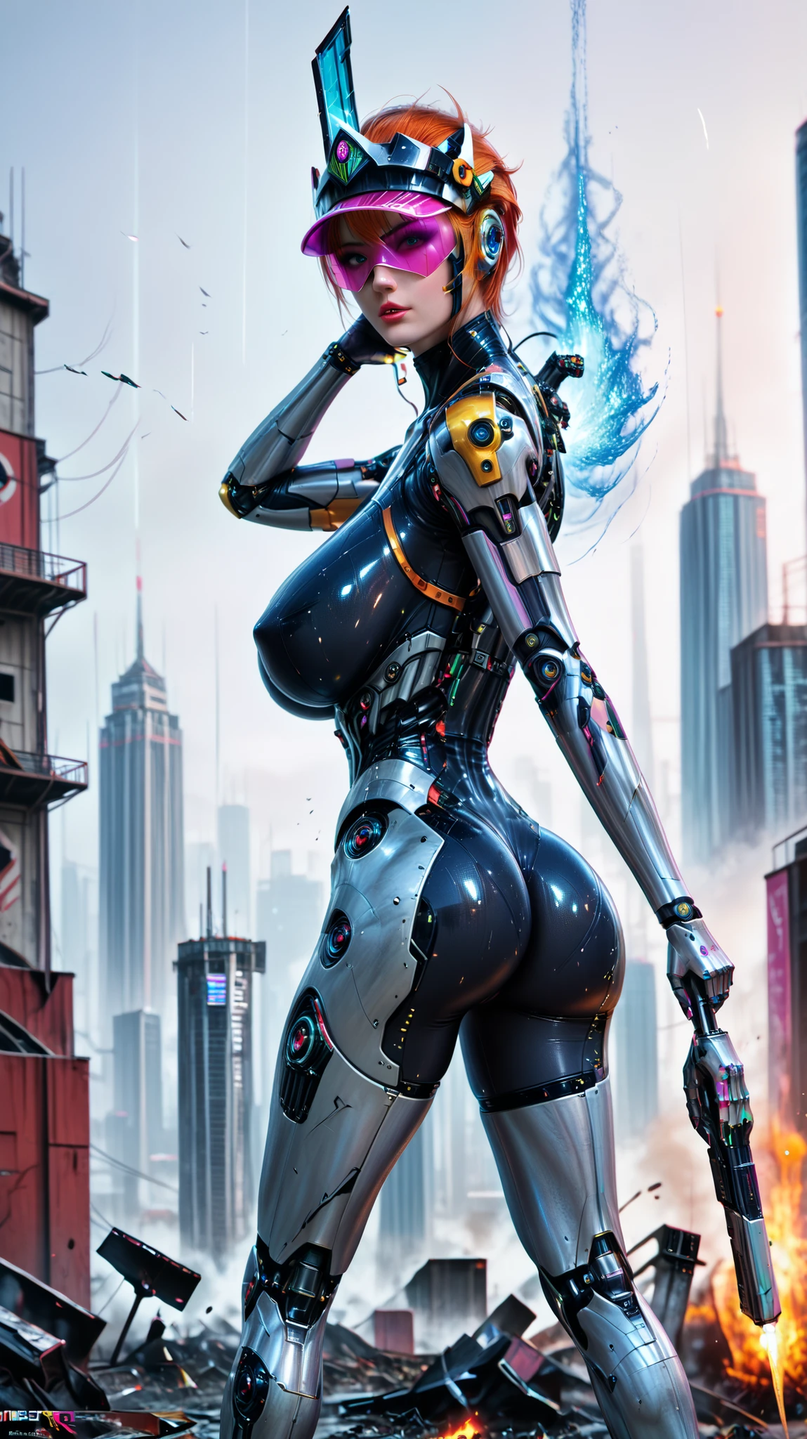 (date:20250212, By:Joulios) (1girl, solo, mutre body, musuclar female, female cyborg, hot female body, huge 1.5, big ass, sexy female body, bio technology Artificial muscle armor, huge breasts, helmet, visor, bodysuit, stealthtech, cutting edge, sleek angular armor, sexy bodysuit, skin tight, (realistic ultra details), dynamic pose, battle, battleground, fire, destroyed building