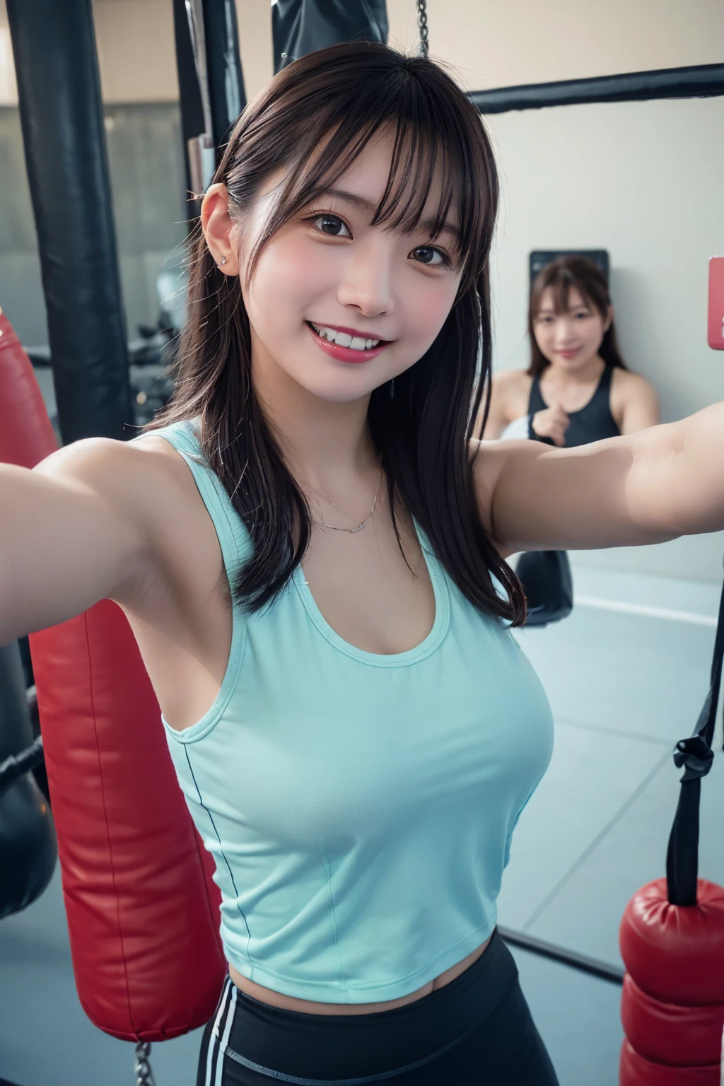 (Tom:1.3), short hair, Cool girl, handsome girl, Tomบอย, บุทช์lesbian, Japanese high school student, Amazing face and eyes, Looking at the camera, A smile full of happiness、show teeth, (Tight Shorts:1.1), (best quality:1.4), A set of very detailed CG 8k wallpapers.., Highly detailed, High-resolution RAW color photography, professional photography, Realistic full body image, Shot in the studio、Shot from bottom to top., plain wallpaper, รูปสาวTom., Singlet tank top, large breasts, natural breasts, lesbian, open outside, (from below:2.0), (Look down), (look at viewer:1.3), Spread your legs,