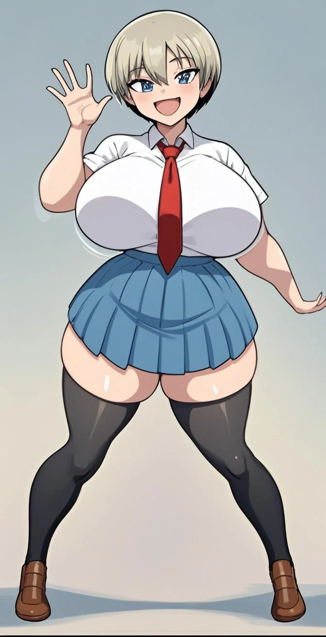 1girl, blonde hair, red eyes, ?????????????, white shirt, red tie, short skirt, ( background), portrait, realistic, sidelighting, (hyper bottom heavy:1.9)