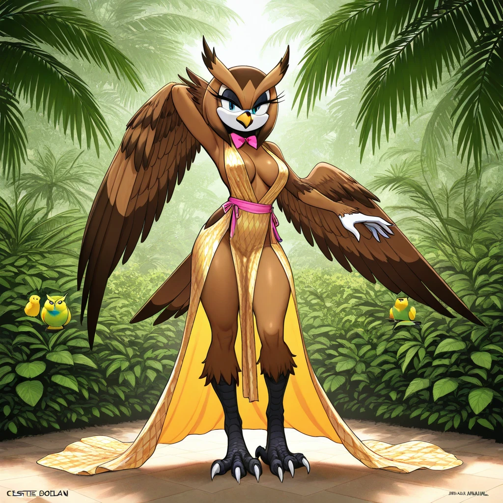 decidueye, ((colored fur, Multicolored fur, yellow eyes, black thighhighs, makeup, narrow waist, skinny, medium breasts, Black Nozzle)), pelvic curtain, ((black panties, black bra)), full body, perfect body, (insanely detailed, beautiful detailed face, masterpiece, best quality) , (((solo))), (((1girl))), (((mature))), (extremely detailed 8k paper CG wall unit: 1.1), (florest, garden, dusk), (smile evil face for the viewer),