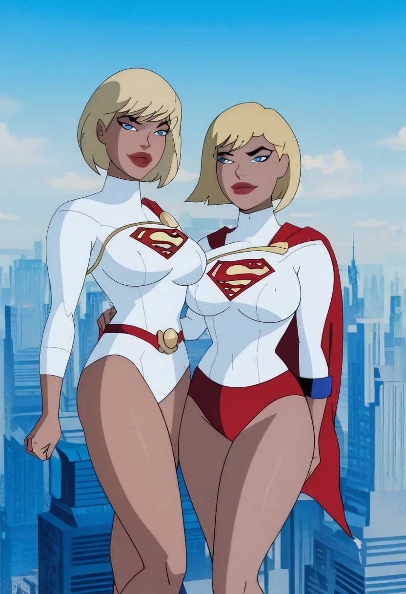 WITH YOUR BACK TO THE CAMERA,((ultra quality)), ((masterpiece)), supes, cute smile, smile, ((long blonde hair)), (Beautiful face), (beautiful female lips), (), charming, ((sexy facial expression)), (white skin color), (white skin), glare on the body, ((detailed beautiful female eyes)), ((dark brown eyes)), (juicy female lips), (dark eyeliner), (crop top, midriff, cape )(((headband))), (((red long skirt))), wide eyebrows, slanted green eyes, makeup eyelids, big cheekbones, thin cheeks, defined jaw, (beautiful female hands), ((ideal female figure)), ideal female body, beautiful waist, gorgeous thighs, beautiful huge breasts, cleavage,((subtle and beautiful)), sexy worth